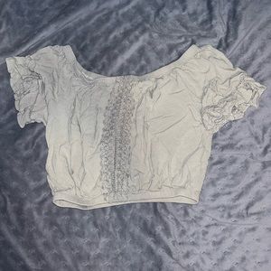 Green crop top blouse
